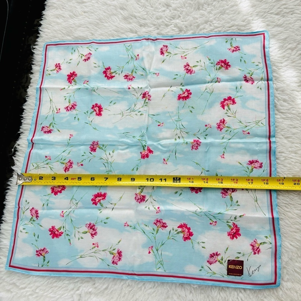 Kenzo Light blue/Multicolor Floral 100% Cotton Bandanna/Scarf - Picture 8 of 9